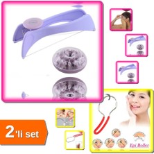 Hereveoyuncak Pratik Tüy Alıcı Ipli Tüy Alma + 2 Adet Tüy Alıcı Yaylı Epilatör Yüz Yanak Kaş Bıyık - 2li Set A1D4K