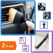 Hereveoyuncak Mini Araç Içi Temizlik Fırçası Yumuşak Kıllı + Detaylar Için Kavisli Ince Kıl Fırça - 2li Set E7E3J5
