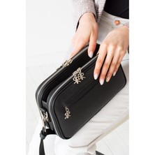 Çanta Trend Polo Of Colors Kadın Siyah 5 Bölmeli Ayarlanabilir Uzun Askılı Omuz Çantası Postacı Çantası