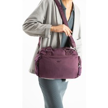 Çanta Trend Yumuşak Dokulu Ultra Hafif, Su Geçirmez Polyamid Kumaş Omuz ve Kol Çantası Mor Model: (571-13-14G)