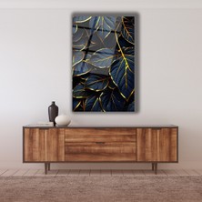 Marsilyan Soyut Gümüşten Yapraklar Cam Tablo