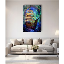 Vitray Korsan Gemisi Cam Tablo