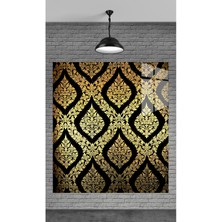 Marsilyan Muhteşem Gold Desenler Temperli Cam Üzerine Tablo Sevgilinize Yılbaşı Hediye