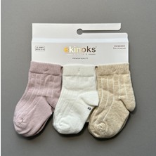 Ekinoks Kız Bebek 3'lü Basic Soket Çorap Seti - Bej
