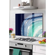 Premium Mutfak Cam Ocak Arkası Koruyucu Tezgah Ankastre Arkası Koruyucu 50X60CM | Mermer Lacivert
