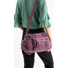Çanta Trend Yumuşak Dokulu Ultra Hafif, Su Geçirmez Polyamid Kumaş Omuz ve Kol Çantası Mor Model: (571-13-14K)