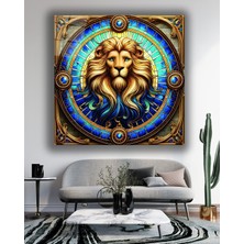 Aslan Okyanus Temasında Kare Cam Tablo