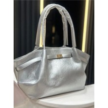 Çanta Trend *** Gümüş Büyük Boy Kadın El ve Omuz Çantası