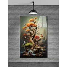 Marsilyan Kuş ve Ağaçlar Cam Tablo Ev Dekorasyon,balkon Dekorasyonu,dekoratif,duvar Tablo,mutfak Tablo