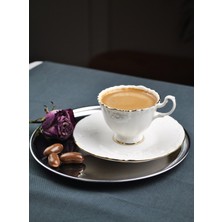 Qualitev 2 Kişilik Porselen Kahve Fincanı Seti Gold Yaldızlı Kahve Fincan Takımı- Rosemary 90ML