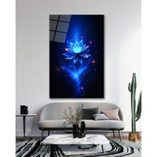 Mavi Lotus Çiçeği Cam Tablo