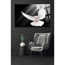 Marsilyan Beyaz Güvercin Lüks Kırılmaz Cam Tablo, Ev ve Ofis Hediyesi Yüksek Çözünürlüklü 4mm Lüks Tablo