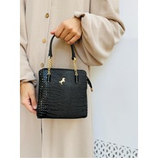 Çanta Trend Miami Polo Clup 3 Gözlü Suni Deri Zincir Detaylı Kadın El ve Omuz Askılı Çanta