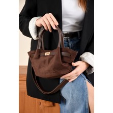 Çanta Trend Yeni Sezon Kilit Detaylı Süet-Nubuk Mini Çanta