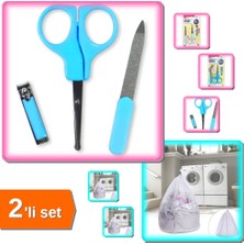 Hereveoyuncak Bebek Tırnak Bakımı Mavi + Çamaşır Yıkama Filesi 40 x 60 cm - Dev Boy - 2li Set G6L4M1