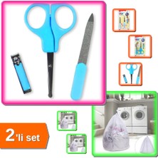 Hereveoyuncak Bebek Tırnak Bakımı Mavi + Çamaşır Yıkama Filesi Battal Boy - 2li Set Q2F5P4