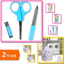 Hereveoyuncak Bebek Tırnak Bakımı Mavi + Çamaşır Yıkama Filesi 35 x 45 cm - 2li Set P0N5H3