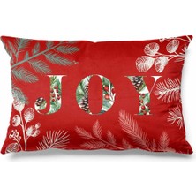 Empressco Yılbaşı Temalı Çift Taraflı Süet Kırlent Kılıfı, Kırmızı, Dikdörtgen, Şık ve Renkli
