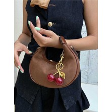 Çanta Trend Wanda Model Süet Taba Charm Hediyeli Kadın El ve Omuz Çantası