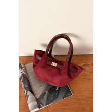 Çanta Trend Yeni Sezon Kilit Detaylı Süet-Nubuk Mini Çanta