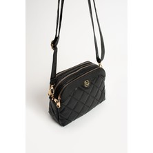 Çanta Trend Kadın Ayarlanabilir Çapraz Askılı 4 Bölmeli Siyah Mat Omuz ve Çapraz Çanta S-1267