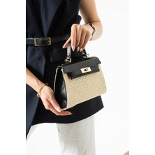 Çanta Trend *** Siyah Hasır Kadın El ve Omuz Çantası