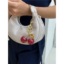 Çanta Trend *** Süet Kadın Omuz Çantası Kiraz Charm Hediyeli