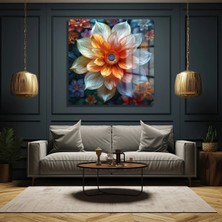 Marsilyan Canlı Renkler Çiçek Ultra Yüksek Çözünürlük Kare Cam Tablo Ev Iş Yeri Ofis Hediyesi Tasarım Tablo