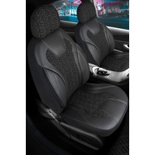 Startcar Opel Astra J Hb Deri Detaylı Oto Koltuk Kılıfı Ön Arka Set Siyah Beyaz Siena Seri Scr