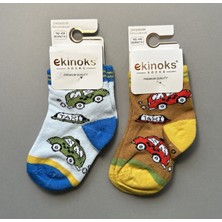 Ekinoks Araba Desenli Erkek Bebek 2'li Soket Çorap