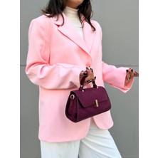 Çanta Trend *** Luna Model Süet Bordo Kadın El ve Omuz Çantası