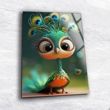 Marsilyan Tatlı Tavuz Kuşu Cam Tablo, Renkli Cam Duvar Dekoru, Çocuk Odası Tablo, Asulmaya Hazır, Modern Tablo