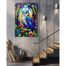 Vitray Baykuş Cam Tablo