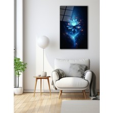 Marsilyan Mavi Lotus Çiçeği Cam Tablo