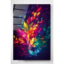 Marsilyan Renkli Yapraklar Cam Tablo, Dekoratif Cam Tablo