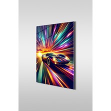 Marsilyan Retro Yarış Arabası Dikey Cam Tablo