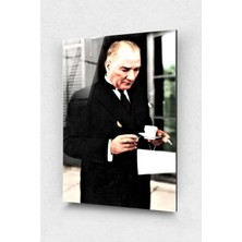 Atatürk Cam Tablo - Atatürk Kahve Cam Tablo - Atatürk Tablo - Ataturk Tablo- Cam Duvar Dekor