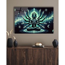 Gold Lotus Çiçeği Cam Tablo