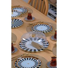 Akdeniz Home Black Line Kapaklı Kek Fanus - Pasta Sunum Standı