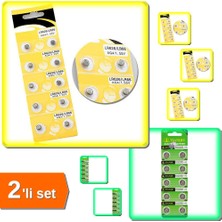 Hereveoyuncak Düğme Saat Pil 10LU Paket LR626 LR66 Ag4 + Buton Lazer Pil 10LU Paket AG10 LR1130H 389A - 2li Set