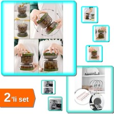 Hereveoyuncak Çift Taraflı Süzgeçli Kapaklı Zeytinlik Turşu Kabı + Tencere Kapağı Organizeri 6 Bölmeli - 2li Set