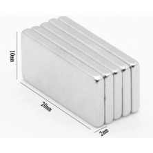 50 Adet 20X10X2 mm Neodyum Mıknatıs Köşeli Magnet N35 Nikel Kaplama Güçlü Kaliteli Dayanıklı