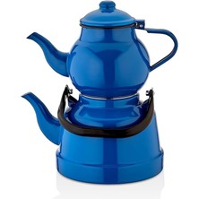 Trend Emaye Nostaljik Orta Boy Çaydanlık Takımı - Mavi (Mavi)