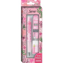 Doğa Desenli Deep Kalem, Deep Silgi ve Deep Min, 0.7 Mm, Şeker Pembe