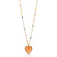 Mrs.Lry Çelik Kalp Kolye Renkli Zincirli Kararmaz Takı