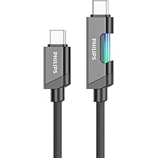 DLC5021C Type-C - Type-C Şarj Kablosu, 60W, Hızlı Şarj, 3A Yüksek Akım, 1 Metre, Dayanıklı Örgü Kablo, Çok Renkli Işık (Siyah)