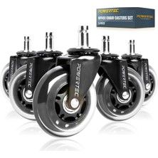 17101 Ofis Koltuğu Tekerleri Tekerleri 5'li Set | 7,62 cm (7,62 Cm) Sert Ahşap Zeminler Için Dayanıklı Poliüretan Teker, Güvenli Değiştirme