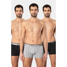 Cacharel Erkek Desenli Likralı Boxer 3'lü Paket 1339/SIYAH 4