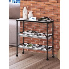 Tekerlekli Dergilik Kumaş Raflı Çanta Gazetelik Kitaplık Çok Amaçlı Koltuk Yan Sehpa Sunumluk