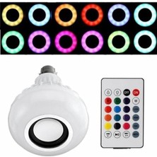 Lambası Bluetooth Hoparlör Rgb Ledli Lamba Kumandalı Mp3 Çalar Ampul Renkli Ampul, , Tek Ebat